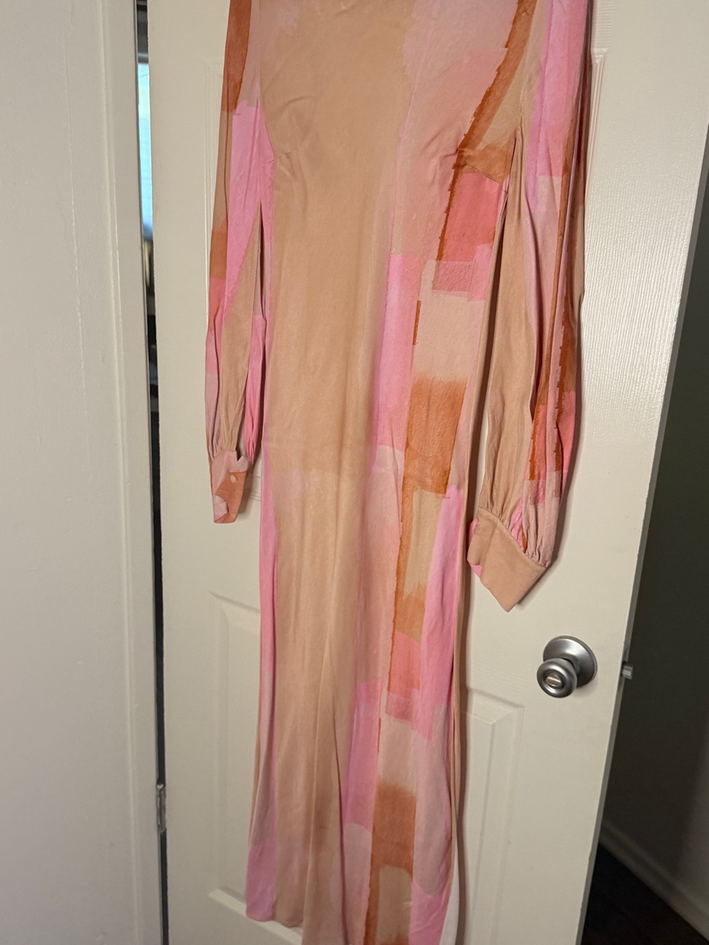 & Other Stories Pink and Tan Long Sleeve Maxi Dress